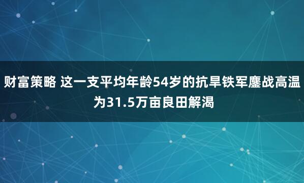 财富策略 这一支平均年龄54岁的抗旱铁军鏖战高温 为31.5万亩良田解渴